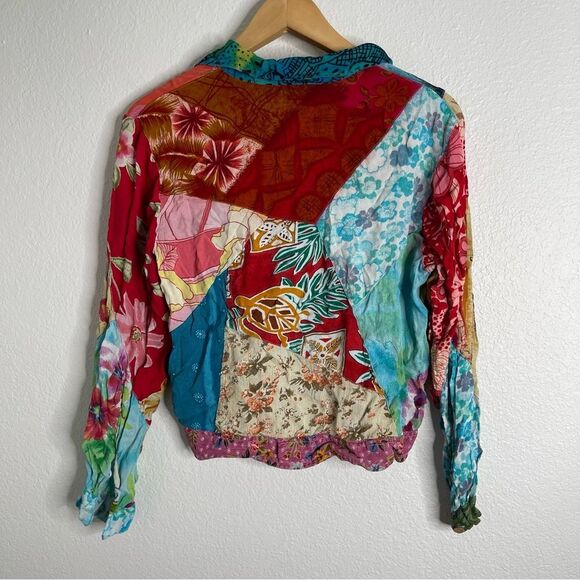 Vintage Y2K Patchwork Button Down Long Sleeve Top Size Medium - Picture 4 of 4